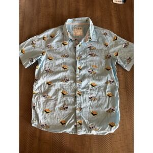 VSTR Premium Boys XL Button Down - Pizza & Skulls Print - Surf/Skate Fits Men XS